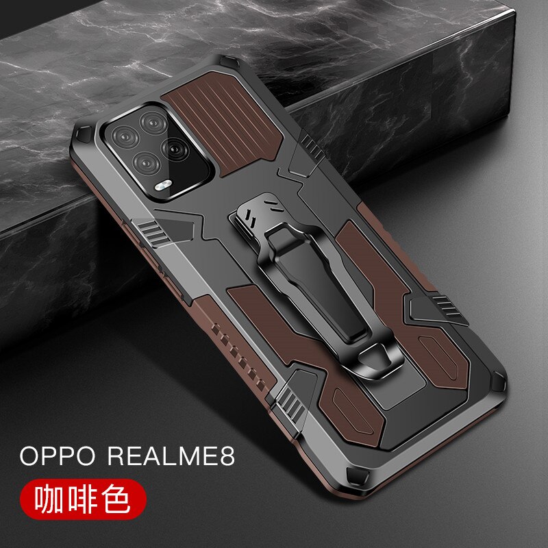 Armor Case For Realme 8 Pro Case Shockproof Belt Clip Holster Cover For OPPO Realme 8 Funda para Realme8 4G Realme 8Pro 6.4&quot;: For Realme 8 Pro / Auburn