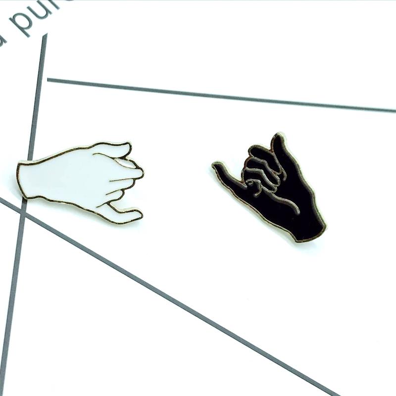 black white finger hook brooch white finger hook black finger appointment brooch couple commemorative appointment backp