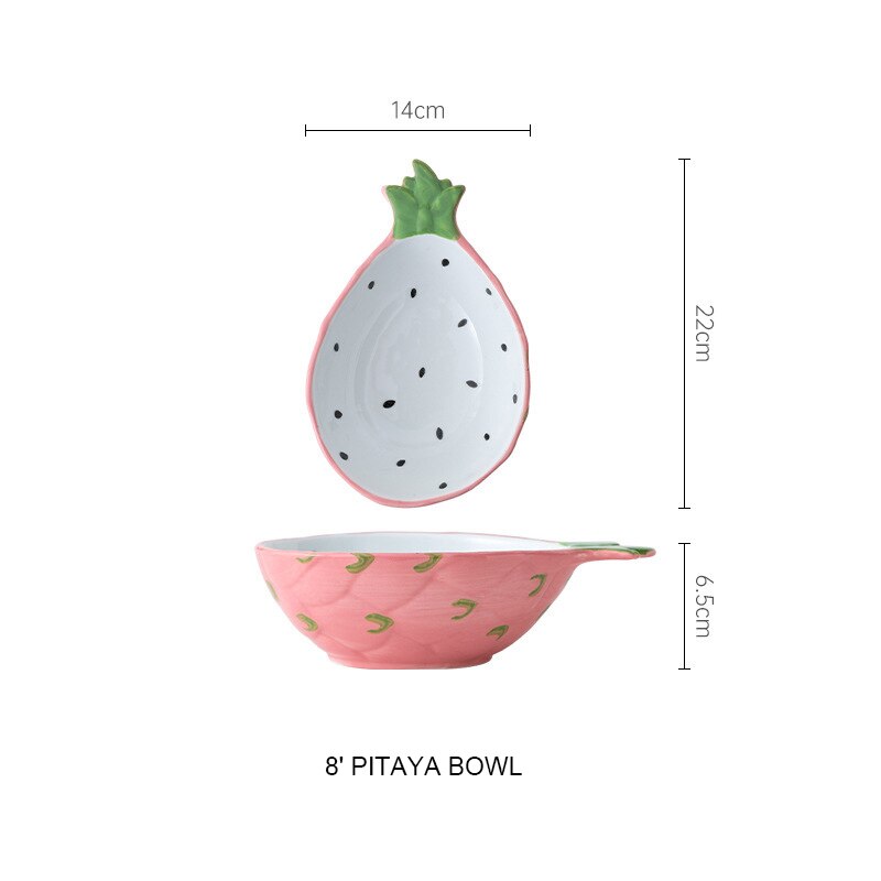 Bandeja kawaii en forma de aguacate, plato de cerámica para ensalada de frutas, decoración para el hogar, cocina, Bol para arroz o sopa, vajilla para niños: 8 inch dragon fruit