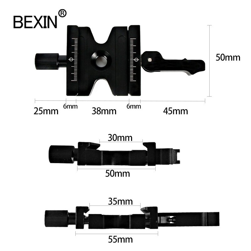 DSLR Camera Double Lock Clamp Tripod Ball Head Adjustable Knob Quick Release Clamp Mount Adapter Clip For Arca Swiss Camera