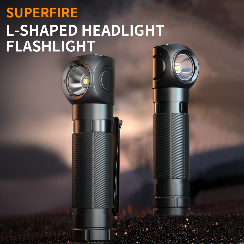 Superfire  th04 kraftfuld led-pandelampe usb-c genopladelig 90 ° hovedlommelygte 18650 batterier edc-lommelygte udendørs campinglanterne