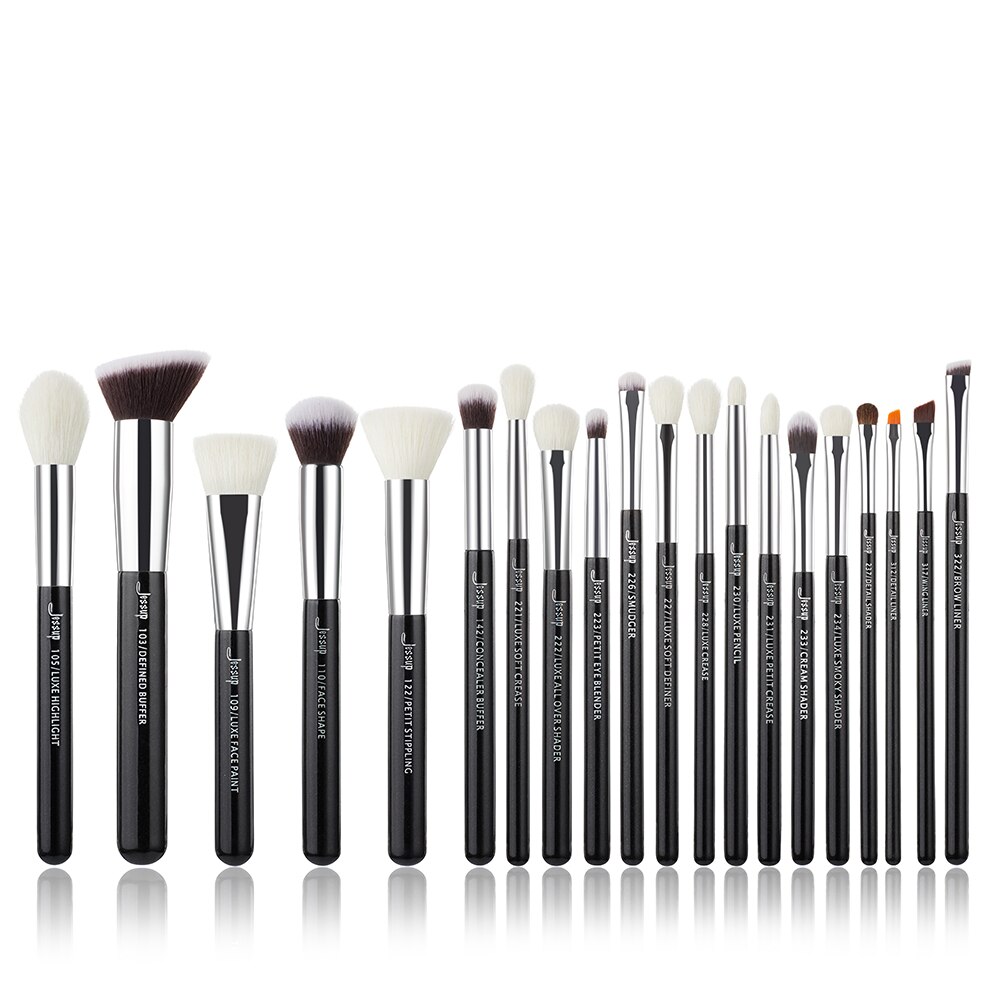 Jessup sort/sølv makeup børster sæt make up børste værktøj kit foundation pudder børster naturligt-syntetisk hår: G3-t185-20 stk