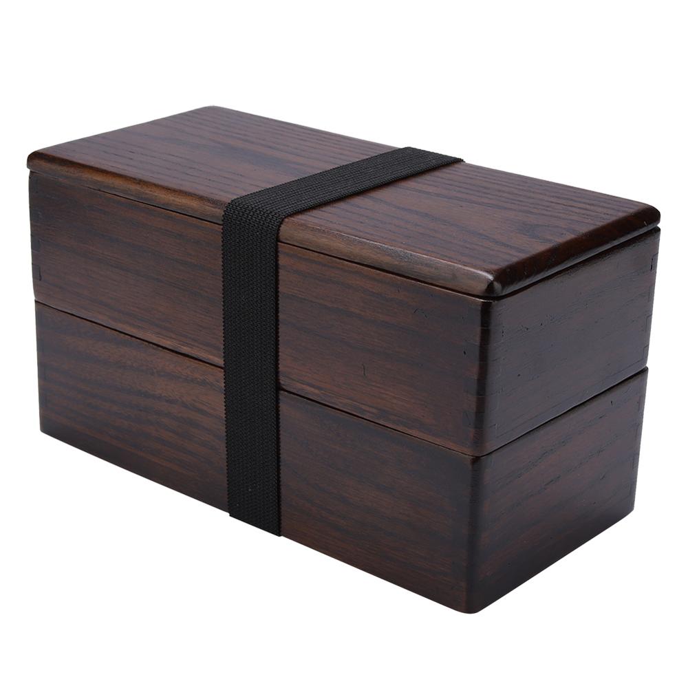 Japanese Wooden Bento Box Salad Box Sushi Box Lunch Box Double Layer Rectangle Food Container Picnic School Sushi Bento Box
