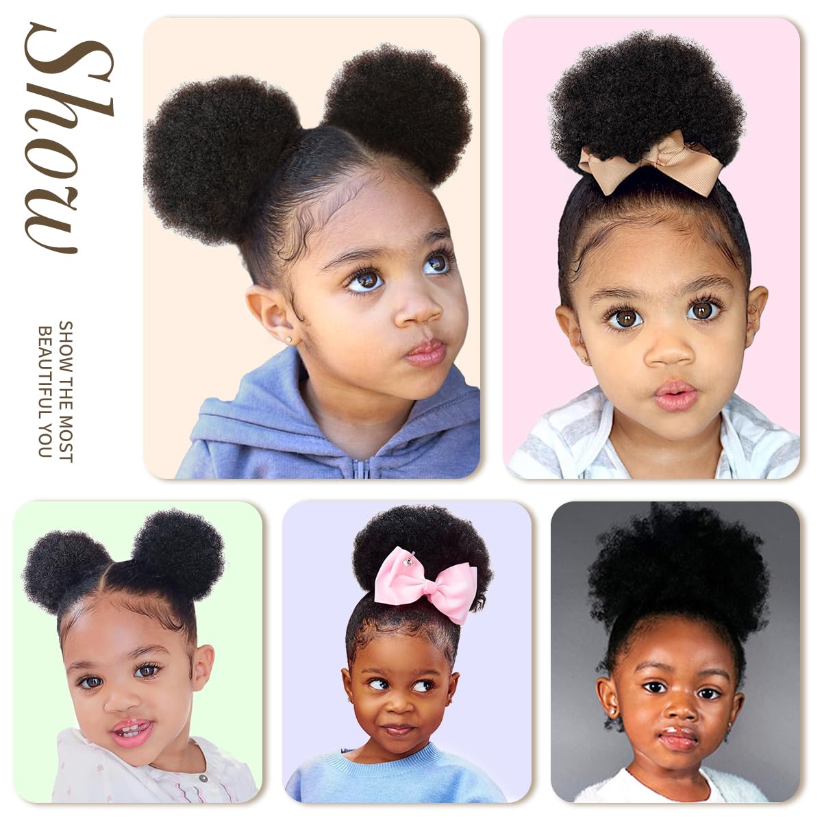Synthetic 1PCS Kids Ponytail Afro Puff Ponytail for Girls Kids Kinky Curly Hair Updo Donut Chignon Children Small Size Hair Buns