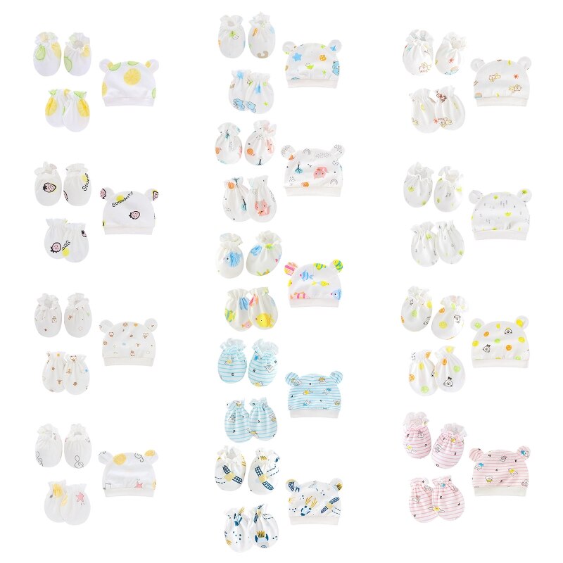 Bébé Anti rayures coton doux gants couvre-pied ensemble de chapeaux mitaines chaussettes Kit de casquette