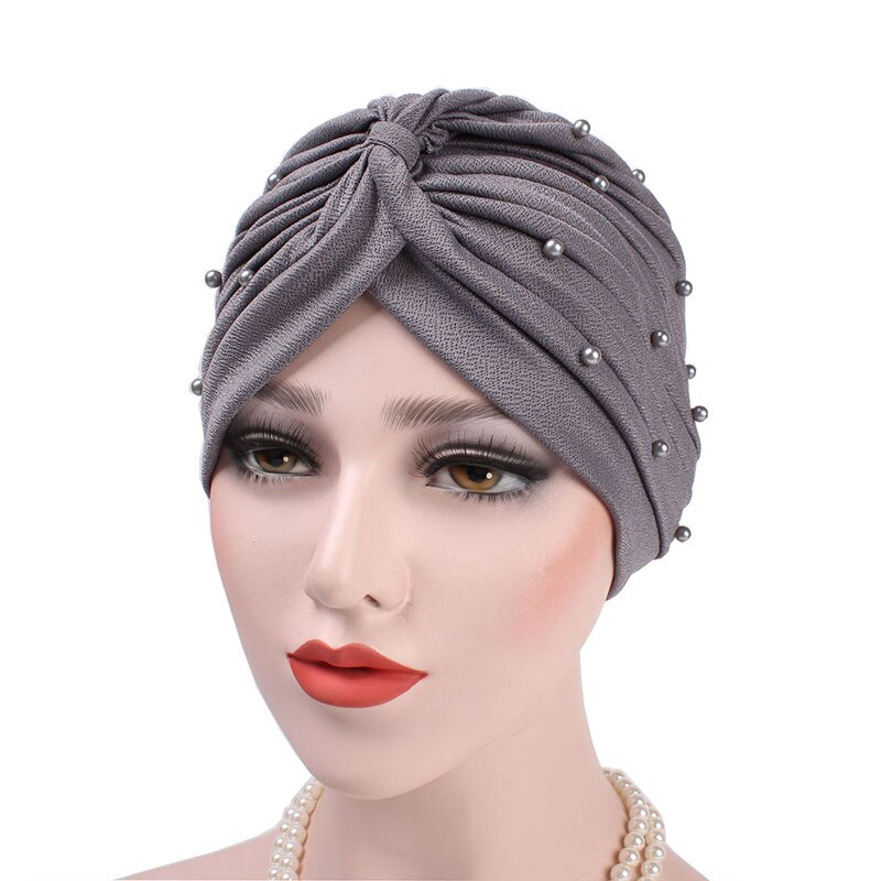 Shiny Pearl Head Scarf for muslim women turban bonnet hijab Caps white pearl Inner hijabs femme musulman arab wrap turbantes: 8