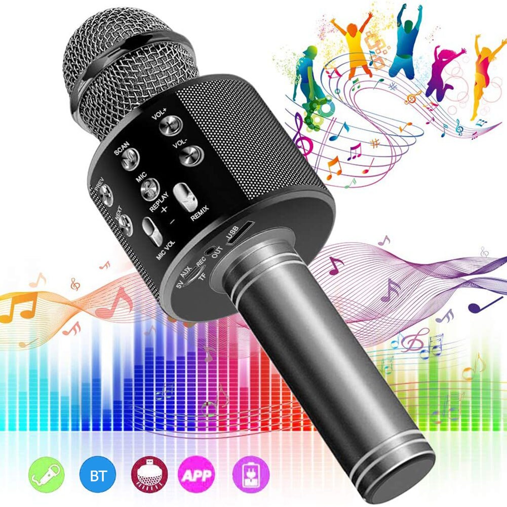 Bluetooth Draadloze Microfoon Luidspreker Handheld Karaoke Microfoon Ktv Muziekspeler