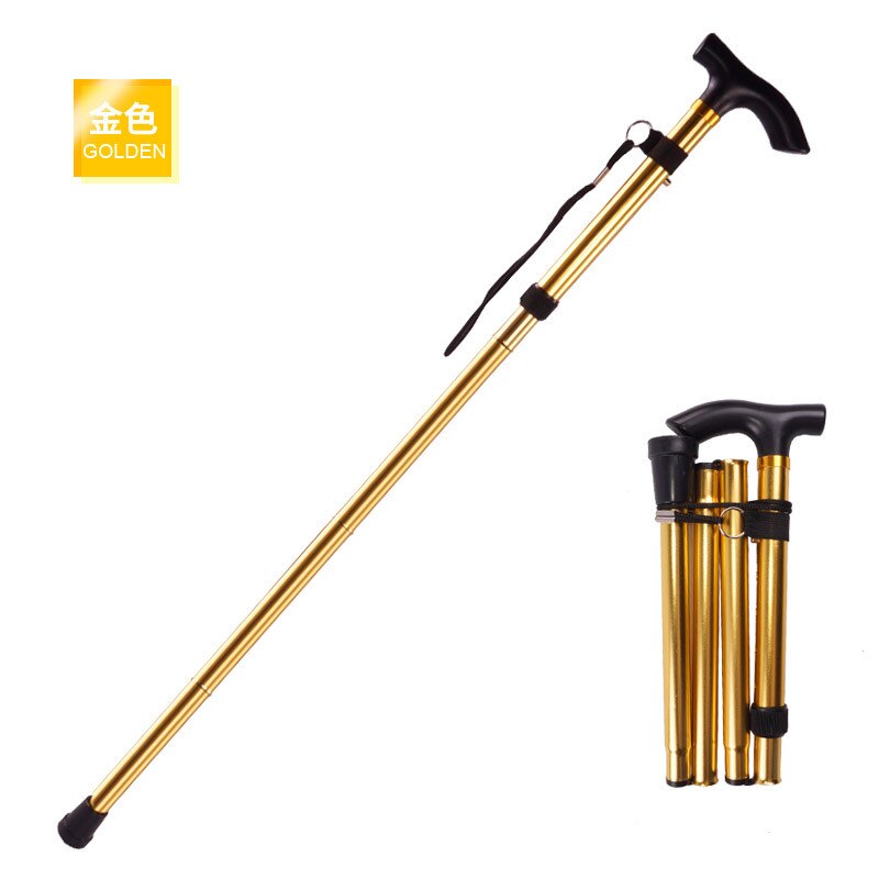 Walking Sticks Hiking Poles Adjustable Trekking Poles Telescopic Telescoping Baton Scandinavian Anti Shock Hiking Tool Sac: Gold