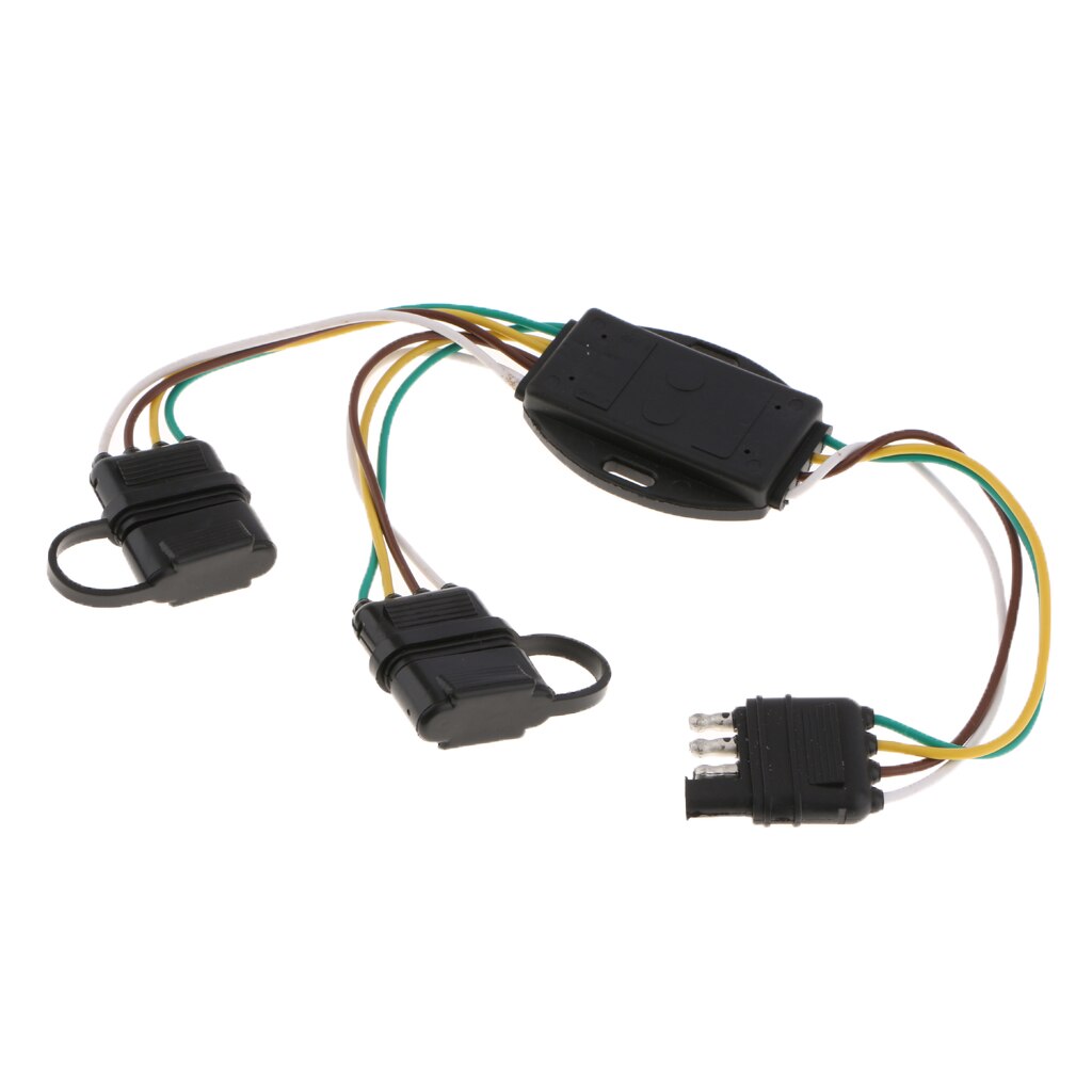 PACK-1 4 Pin Flat Y-Splitter Wiring Harness with Rubber Cab for LED Brake Tailgate Light Bars