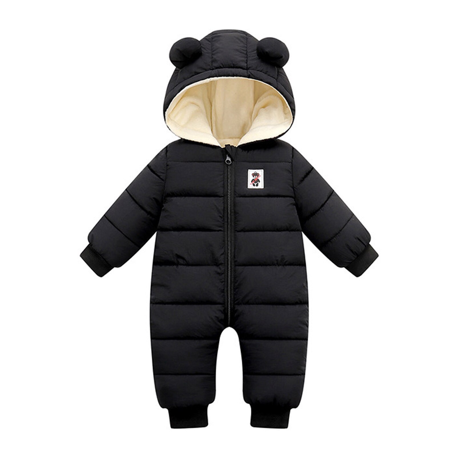 Inverno quente moda recém-nascido infantil do bebê meninos meninas manga longa algodão acolchoado com capuz grosso snowsuit macacão casaco outwear jaqueta # g4: Black / 12 m