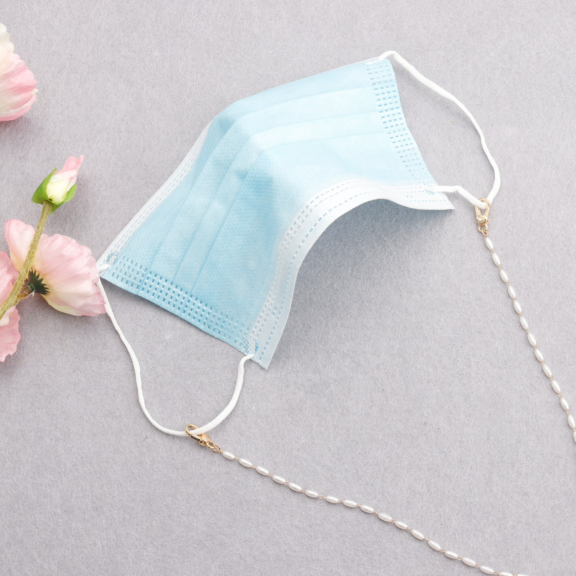 Gufeather m836, acessórios de jóias, corrente de cinta de óculos, 18k banhado a ouro, 0.3 mícrons, feito à mão, pérola plástica, corrente de máscara, 80 cm/pcs