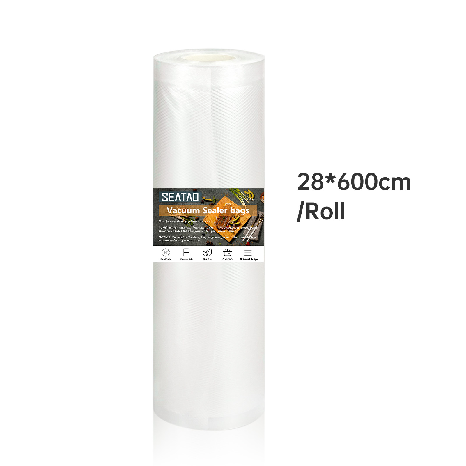Worki próżniowe SEATAO do żywności Zgrzewarka próżniowa Żywność świeża, długa przechowywanie 12+15+20+25+28cm*600cm Rolki/partia worków do pakowania próżniowego: Złota