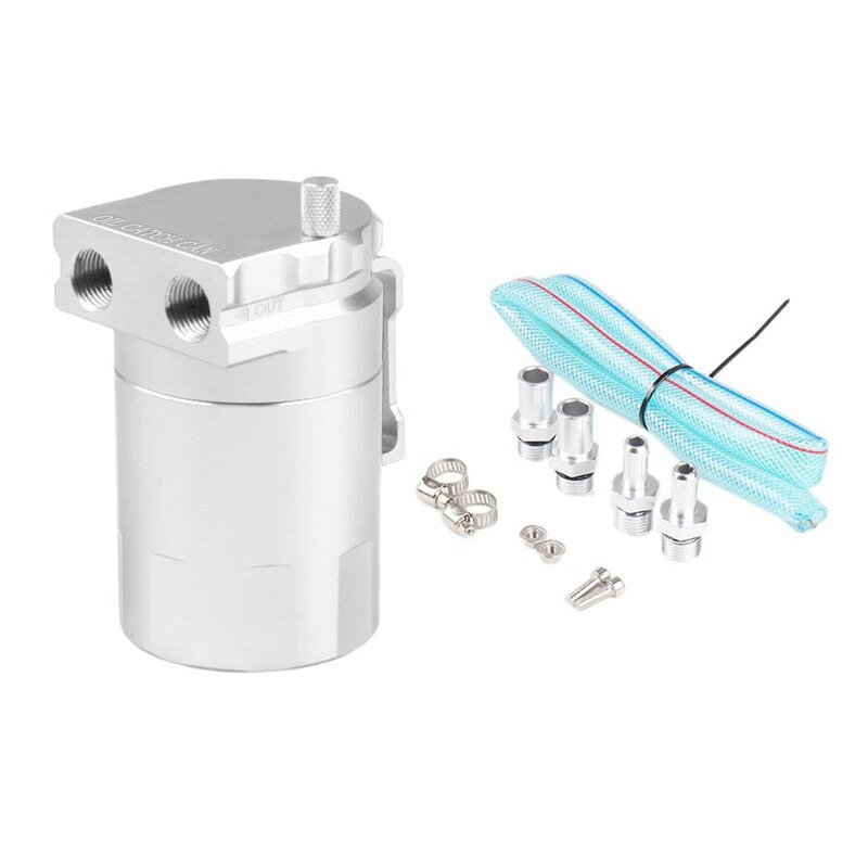 Dyno Racing Universal Oil Catch Can Engine Oil Catch Tank Aluminum Catch Can Oil Separator 300Ml: Silver