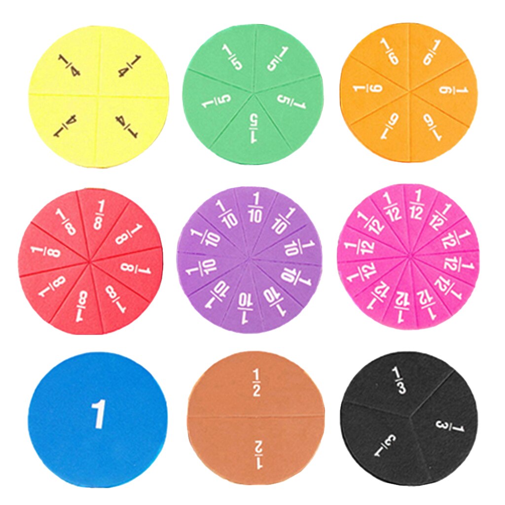 Set Of Circular EVA Fractions Tiles Counting Kids Early Learning Number Teaching