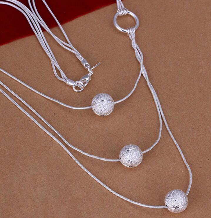 Charm Silver Kleur Sieraden Klassieke Hoge Mode Drie Ketting Licht Zand Kralen Ketting N020 Kinsle: N187