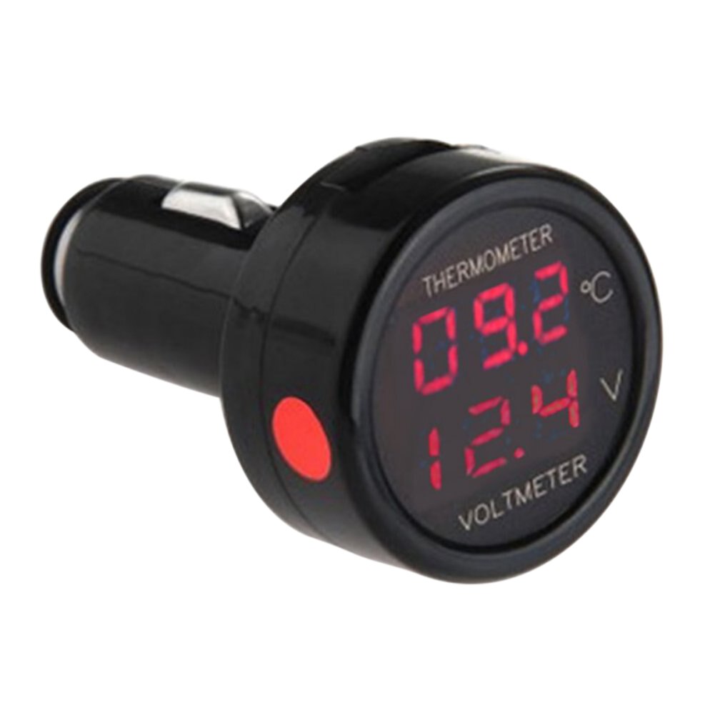 Digitale Auto Voltmeter Thermometer Temperatuur Meter Batterij Monitor Rood Blauw Led Dual Display 2 In 1 DC 12 V 24 V Auto Voltmeter: Rood