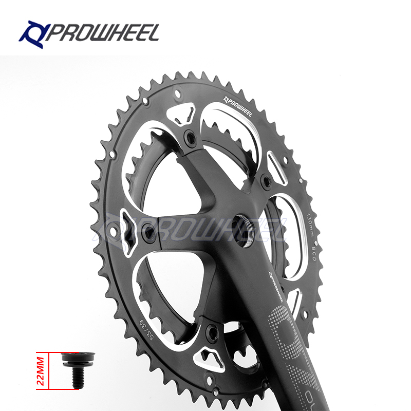 PROWHEEL OUNCE-521-N Rennrad Kurbelgarnitur mit quadratischem Loch 170 mm 130BCD 53/39 Zähne Doppelkettenblätter Kettenräder Rennrad Kurbelgarnitur