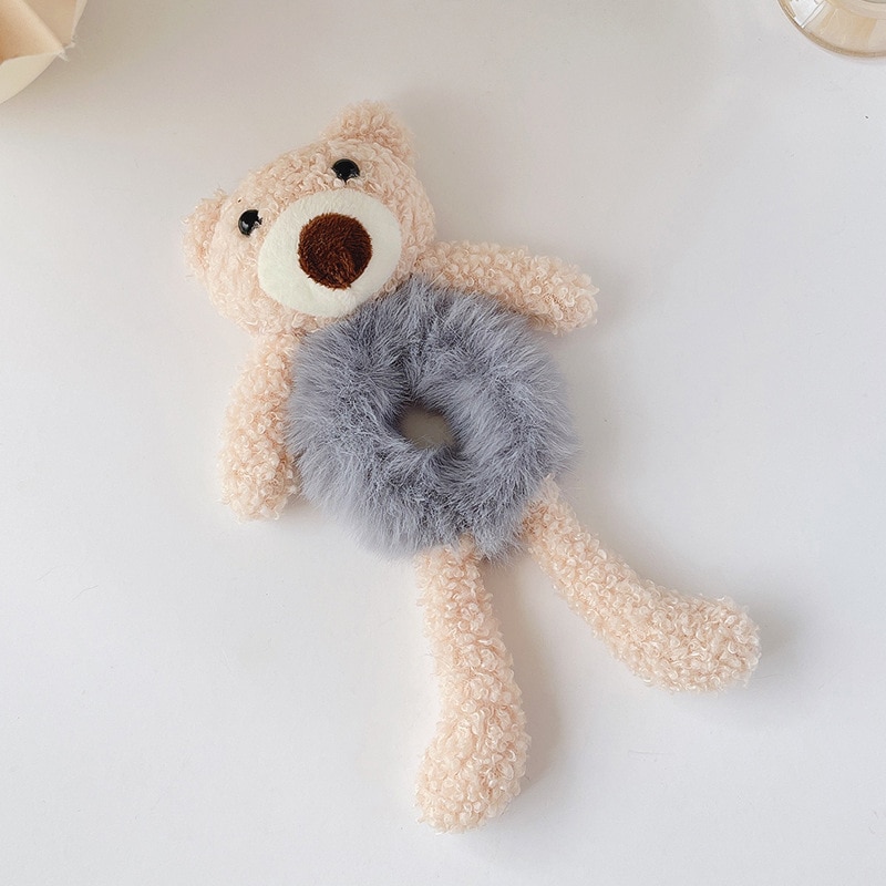 1/2 st. fina hårsnoddar för flickor sött björnhårband imitation av kaninpäls hårrep mjukt varmt gummiband fina håraccessoarer