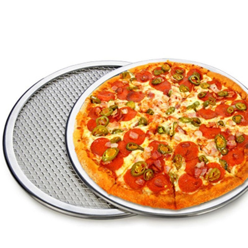 Pizza Stone Pizza Pan Baking Tray For Pizza Aluminium Flat Mesh Pizza Oven 8/9/10/12Inch Pizza Tray Mold Bakeware Tools