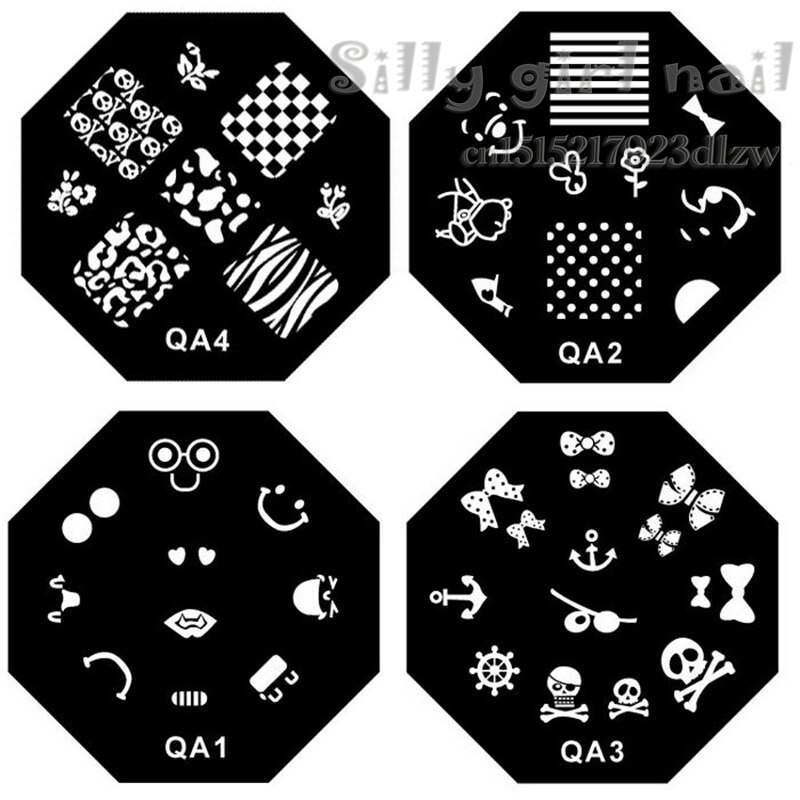 Qa Serie Stencil Stempelen Template Print Imaging Platen Diy Nail Gereedschap Gollum Hoofd Qa 04