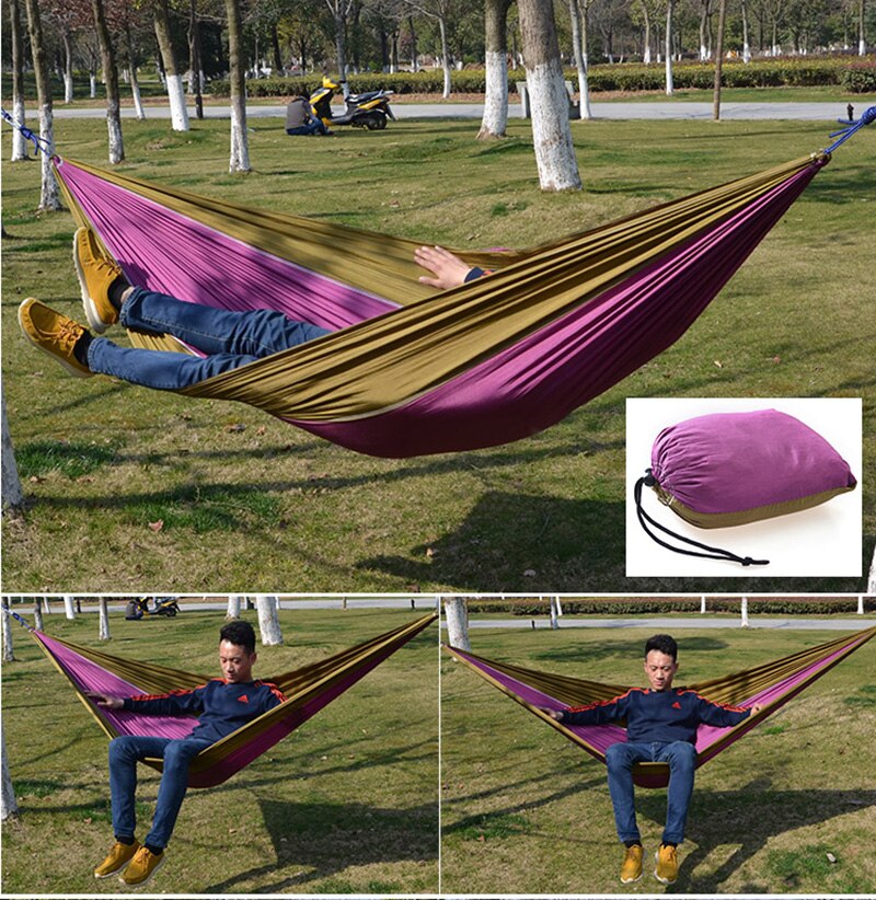 Camp Bed Hangmat Draagbare Lichtgewicht Parachute Hangmat Air Bed Voor Backpacken Reizen Strand Achtertuin Patio Wandelen Opknoping Bed: Gold Purple