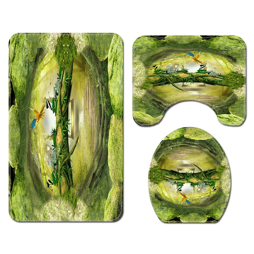 Cartoon Dier Gedrukt Tapijt Mat Voor Badkamer Badmat En Douchegordijn Set Toilet Seat Cover Mat Badmat Met gordijn Set: Bath Mat-689