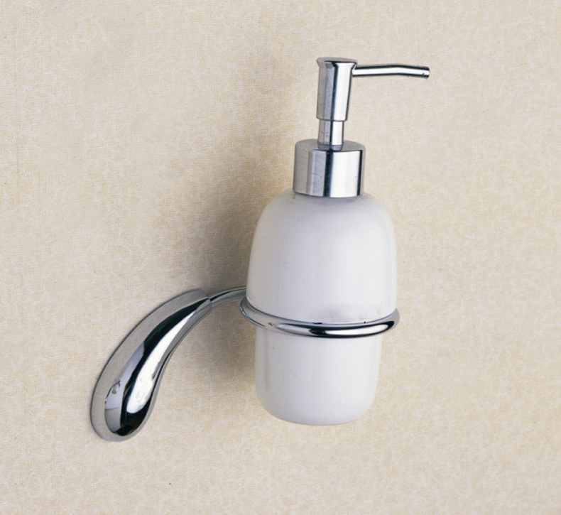 Krom badeværelse hardware sæt messing bruser sæbedispenser håndklæde ring bar morgenkåbe kroge bøjle vægmonteret toilet børste papirholder: Sæbedispenser