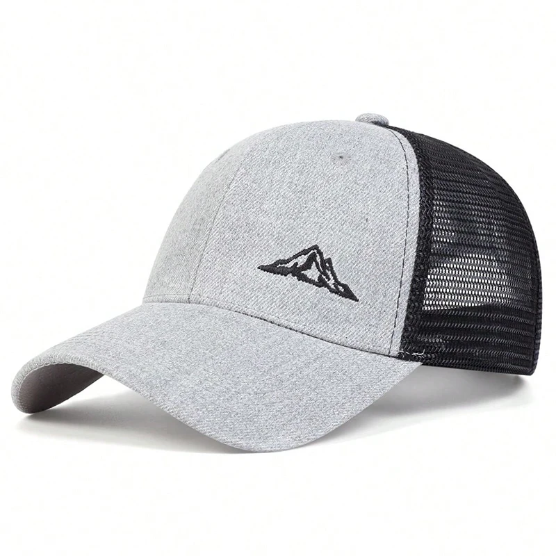 Casquette de Baseball unisexe avec broderie de plage de montagne, chapeaux décontractés réglables pour l'extérieur, chapeau de papa, chapeau de protection solaire, printemps et été: GRIS