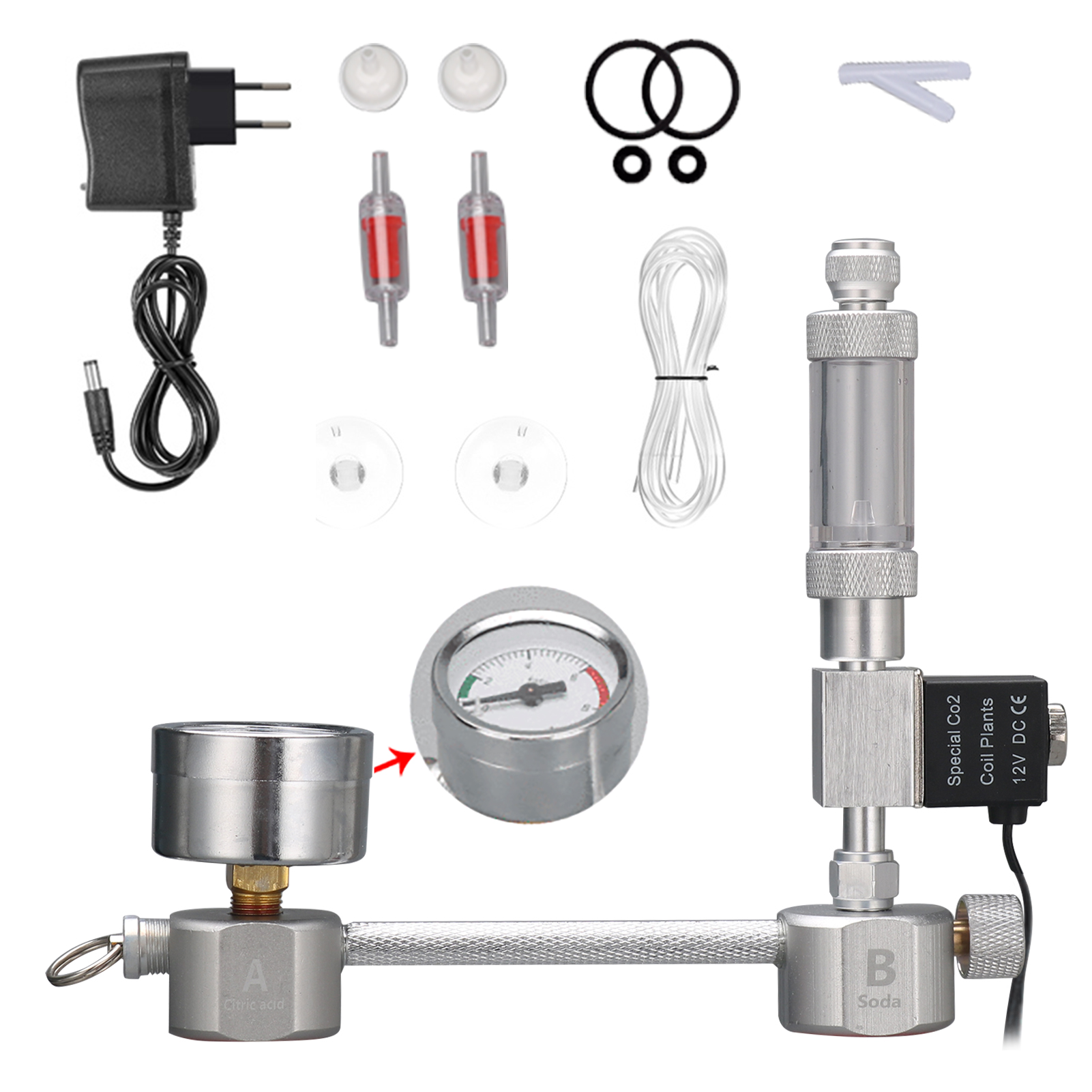 Aquarium CO2 Regulator System Kits with Solenoid Bubble Counter Check Valve Carbon Dioxide Reactor Generator for Plants Growth: Type 3 EU Plug