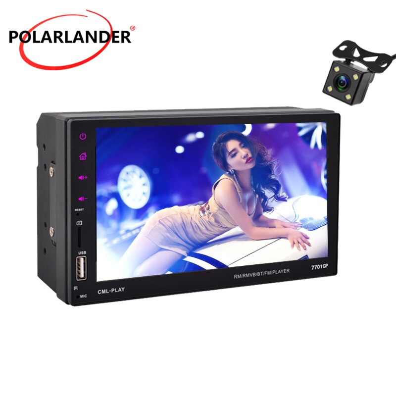 Car Radio MP5 Mirror Link Rear View Camera USB Full HD FM Remote Control 2din 1024P Bluetooth Android 7” AUX IN ISO: Radio and camera 