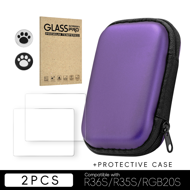 Protector de pantalla DATA FROG R36S, Protector de vidrio templado para accesorios de consola de juegos portátil Retro R35S RGB20S: Negro