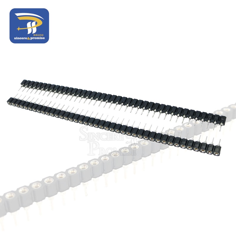 40P Female header 1x40 Pin 2.54mm Round Female Header Connector For DS18B20 and Crystals and PCB Golden Pin Single Row Male
