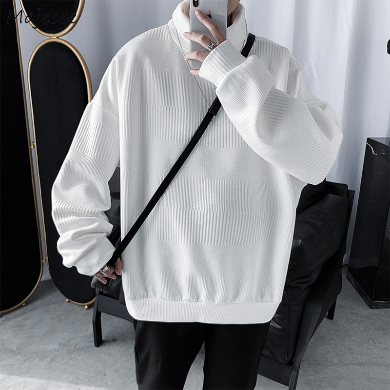 Sweaters Men Turtelneck Solid Loose All-match Autumn Knitting Korean Style Mens Students Ulzzang Retro Stylish Leisure