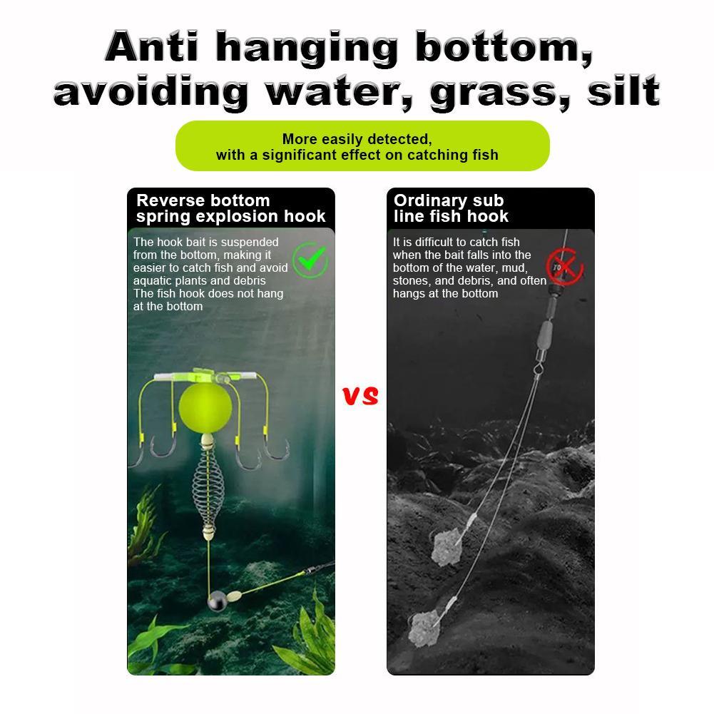 String Hook Fishing Bait Cage Four Hook Carbon Steel Line Group Feeder Sinker Float Fishing Spring Bait Cage Accessories