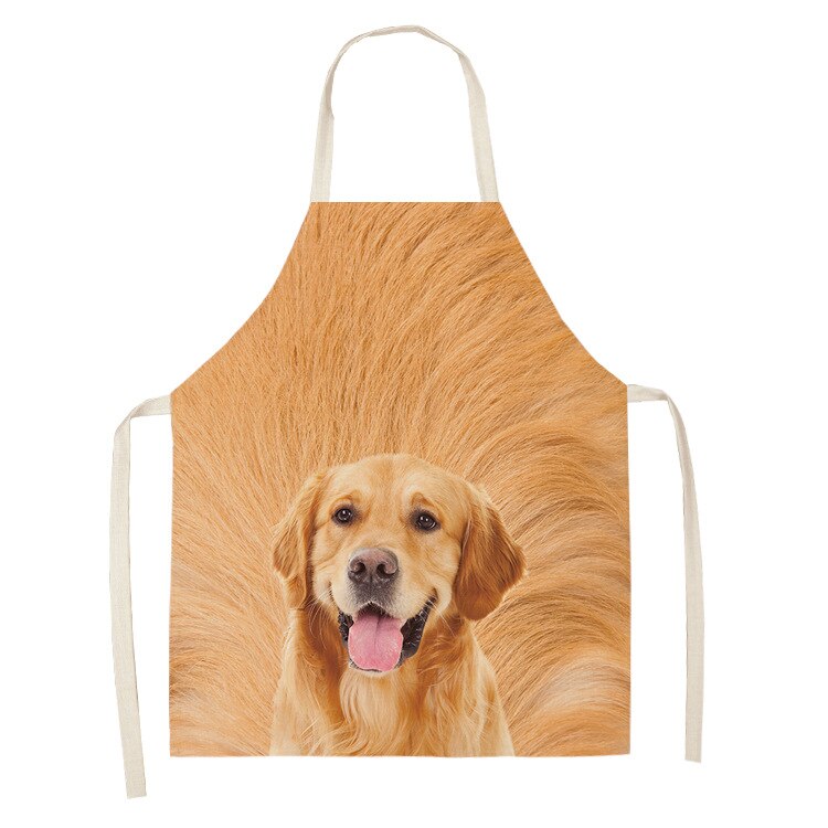 Delantal de cocina para padres e hijos precioso perro foto impresa sin mangas algodón Lino Delantales para hombres mujeres hogar Herramientas de limpieza
