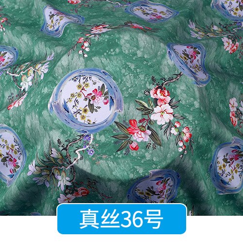 Chinese Zijde Stof Door De Meter Pure Zijde Katoen Hoogwaardige Voor Jurk Bloemen Rok Cheongsam Flower Gedrukt Zachte brocade Naaien: Silk 36