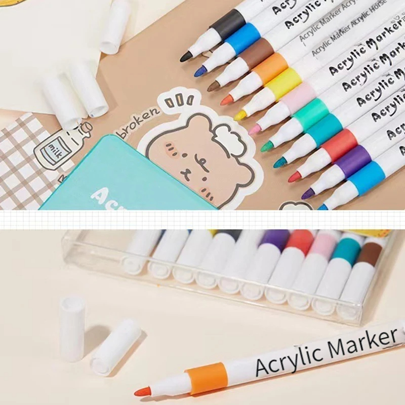 12-80 Colors Acrylic Marker Rock Painting Set for Kids Stone Paint Pens Set Ceramic Glass Wood Manga Art School Supplies