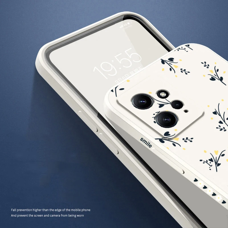 Mooie Bloemen Vierkante Siliconen Telefoon Case Voor Xiaomi Redmi Note 13 12 Pro Plus 5G 12S 11S 11 10S 10 Redmi 12 Schokbestendige Soft Cover