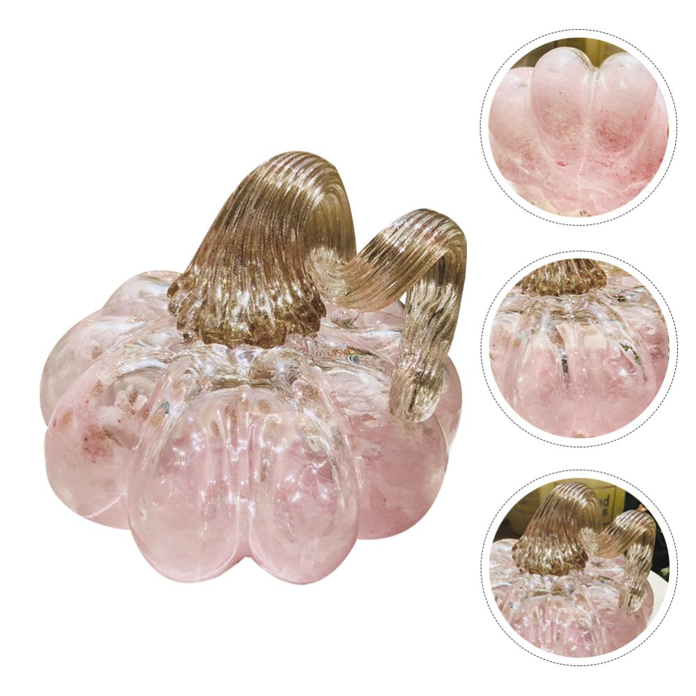 Glas Pompoen Decor Tafelblad Pompoen Ornament Desktop Pompoen Decoratie: Pink