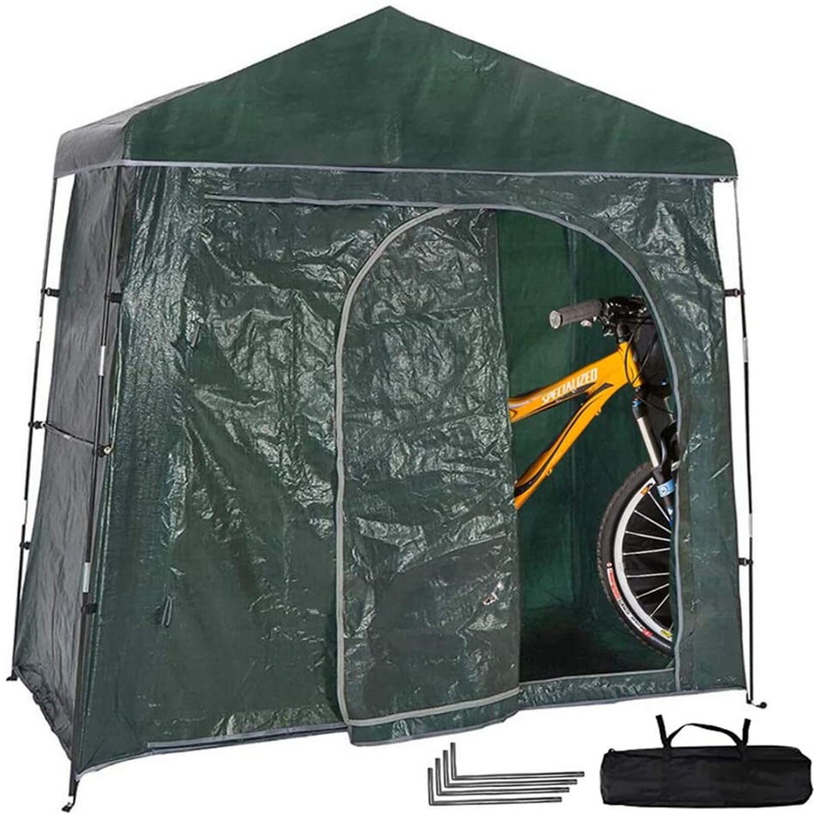 200*100*190cm cykelopbevaringsskur telt kraftigt pladsbesparende vandtæt vejrbestandigt udendørs opbevaring mountainbike skur telt: Default Title