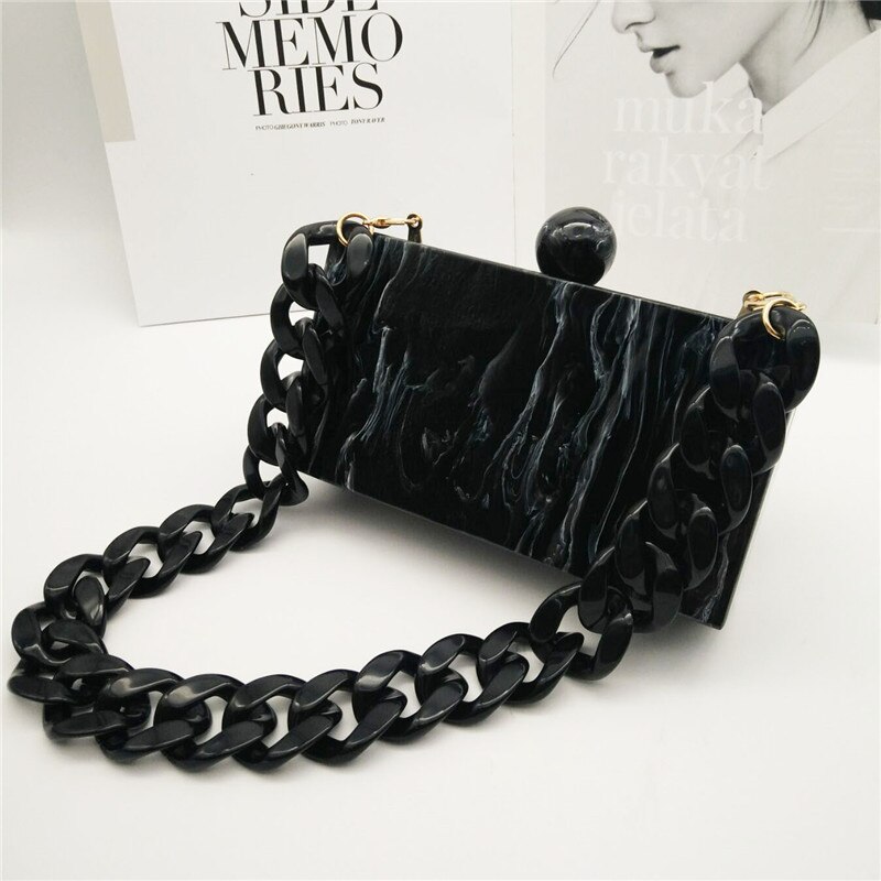 Neue Marmor Acryl Brieftasche Frauen Bote Taschen Schwarz Weiß Tinte Malerei Abend Kupplung Taschen Party Prom Geldbörsen Handtaschen