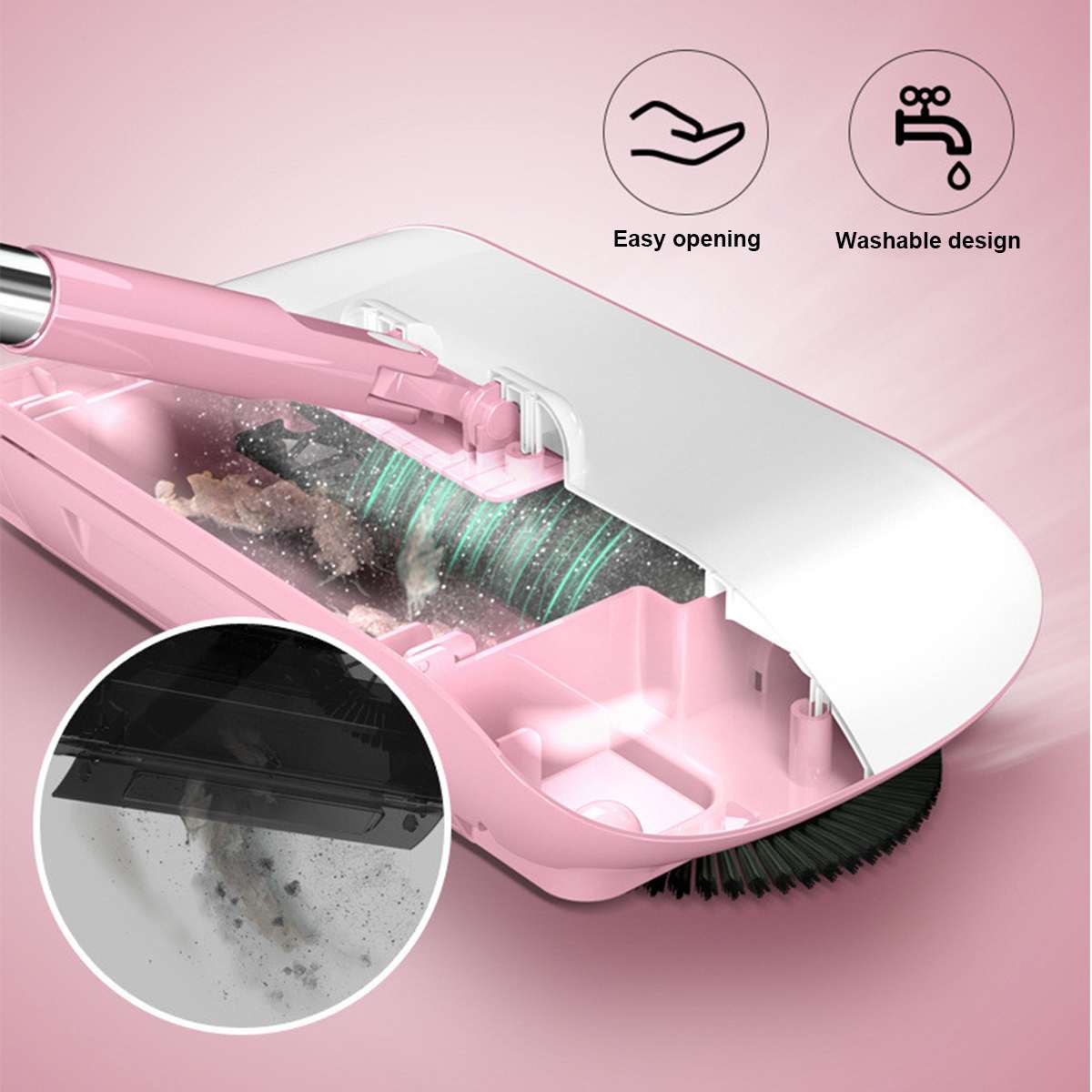 Sweeping Machine Push Type Free Hand Wash Plate Mop Multi-function Hand Push Household Cleaning Sweeper Blue/Pink