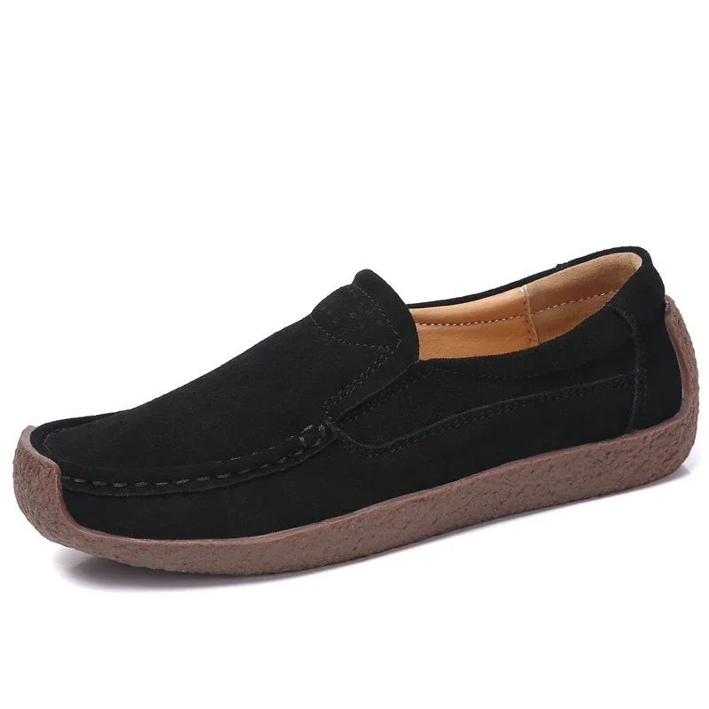 Comode scarpe Casual da donna in pelle scamosciata alla moda e leggere scarpe Casual scarpe da guida traspiranti con maniche scorrevoli per le donne: Black / 36