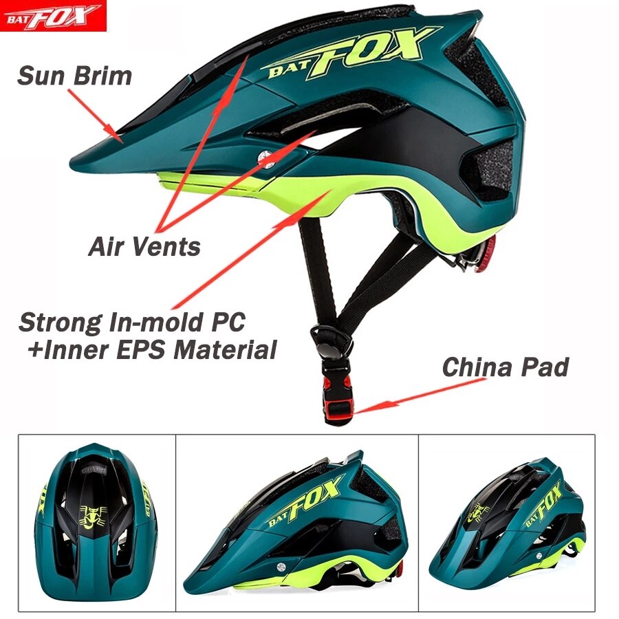 BATFOX Bicycle Helmet Bike Helmets Cycling Ultralight Overall Integrally-Molded Safety Mountain Road MTB Man Bicycle Equipment