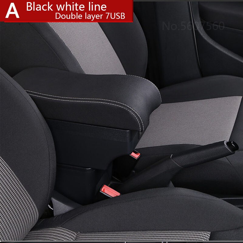 For VW Golf 6 Armrest box golf 5 Mk6 MK5 jetta 5 Interior special Retrofit parts Car Armrest box Center Storage box: A3 Black 7USB