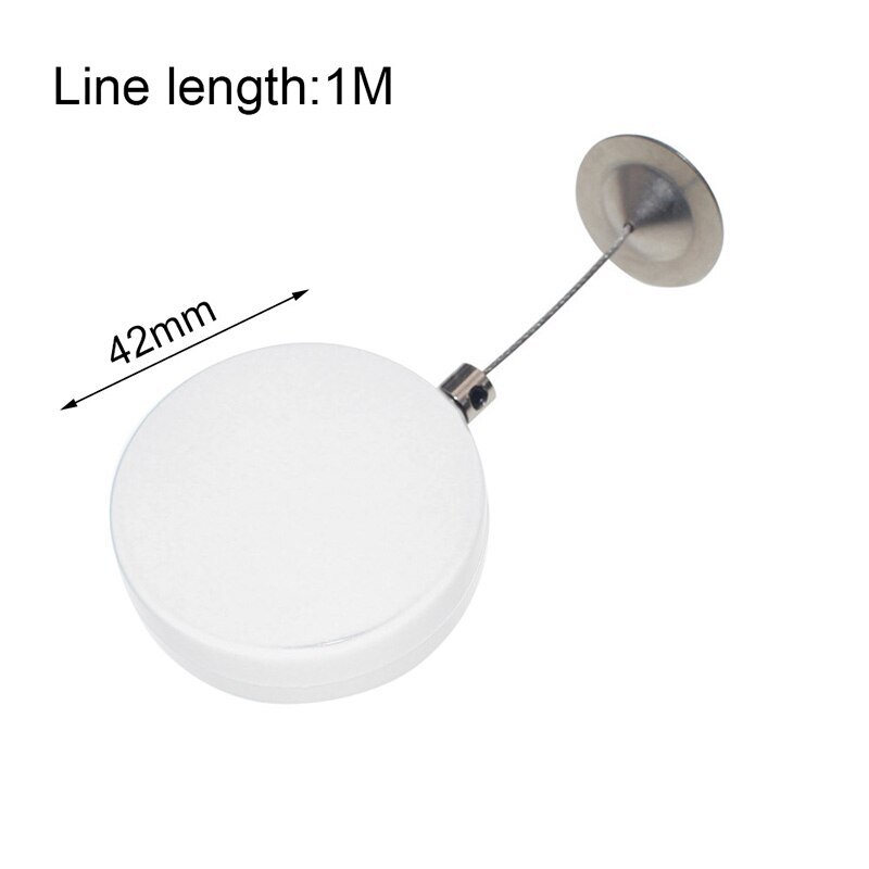 Stretch Beveiliging Pull Draad Doos Sieraden Stalen Kabel Intrekbare Anti-Diefstal Ketting Display Automatische Kronkelende Reel: white 1meter round