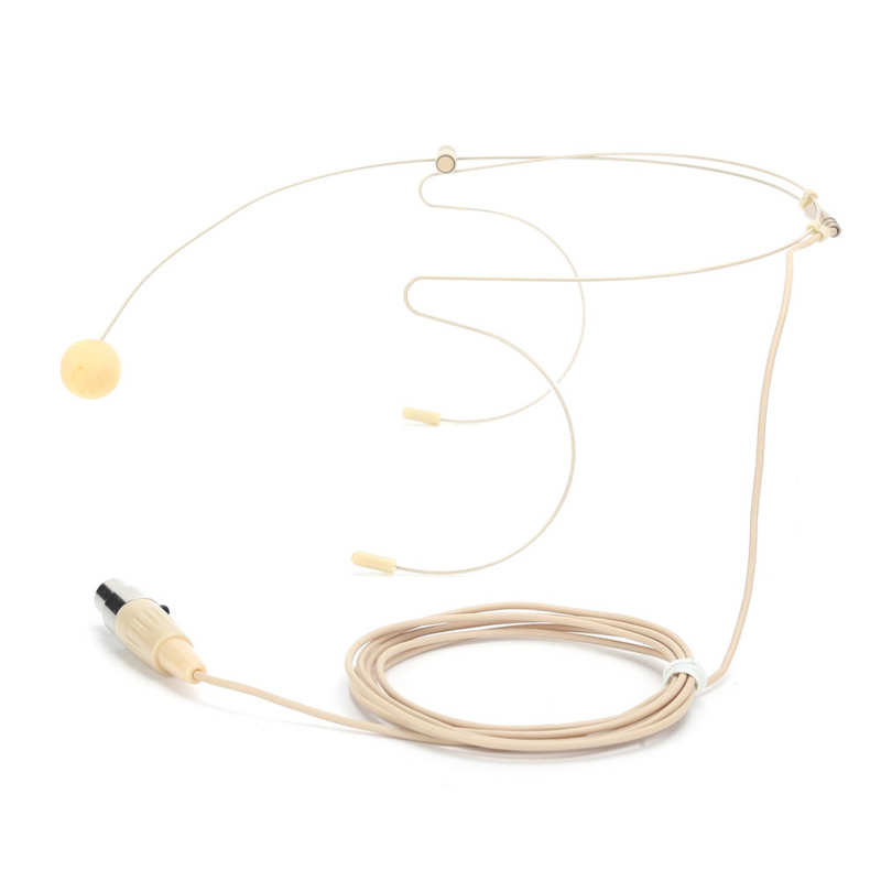 Beige 3Pin Connector Headset Microphone with Capacitance Head for bodypack Transmitter Earhook Microphone