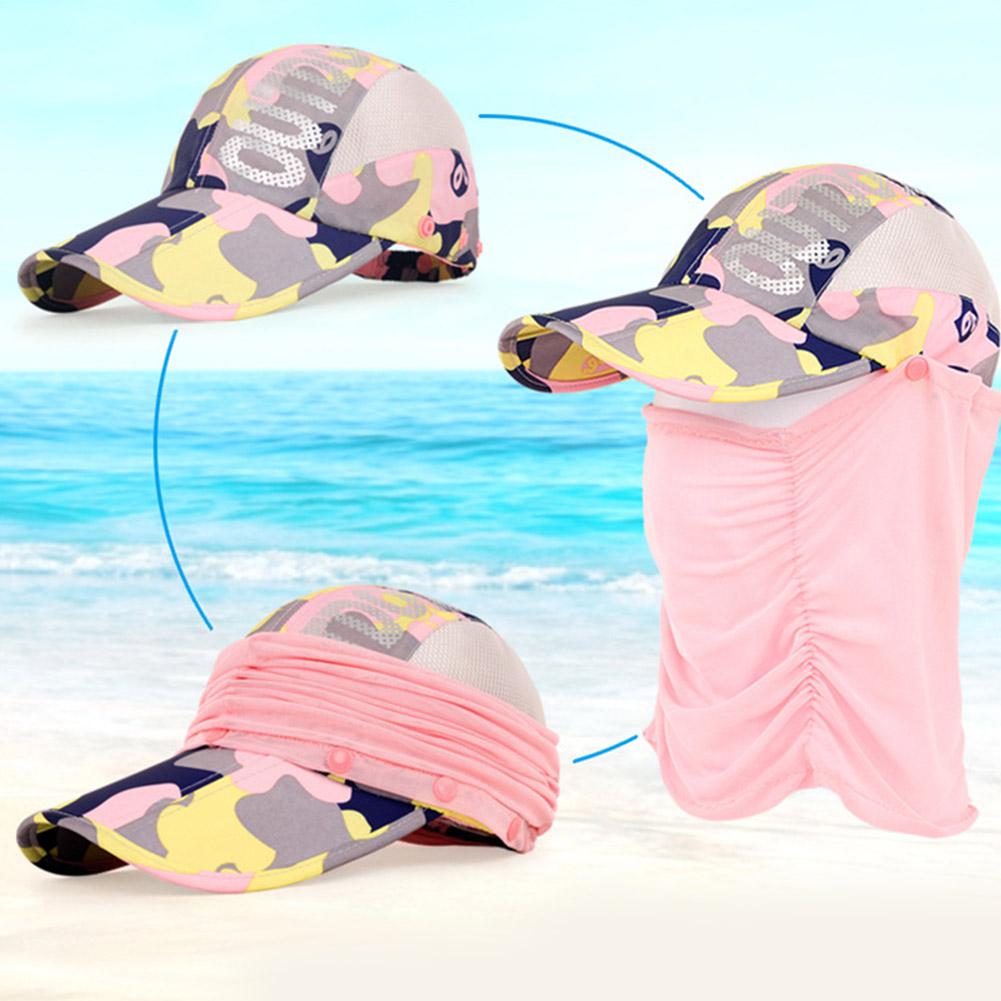 GloryStar Flat brim Sun Hat Ladies Sunscreen Outdoor Folding Baseball Cap Summer Mesh Quick-Drying Cycling Cap 56-59cm