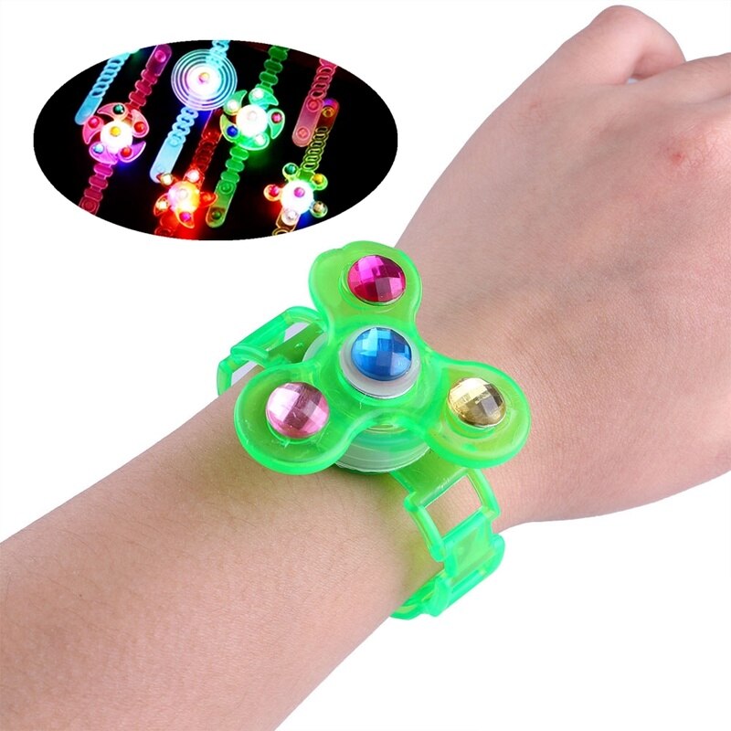 1PCs Children's Luminous Wrist Band Manual Rotating Soft Flash Gyro Bracelet for Kids LED Cartoon Lights Glow In The Dark Toys