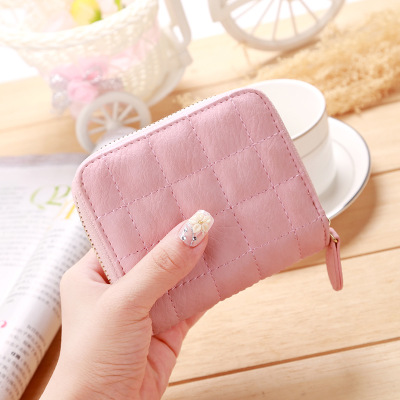 Femmes portefeuilles courts en cuir PU femme Plaid sacs à main Nubuck portefeuille porte-cartes femme petit portefeuille à fermeture éclair avec porte-monnaie: Pink